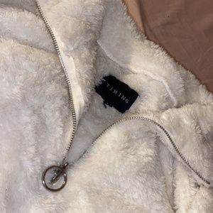 Timing faux fur white sweater